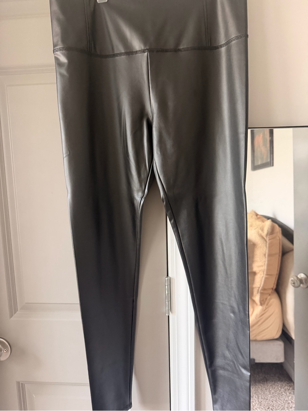 Black Faux Leather Women’s Tummy Control Leggings